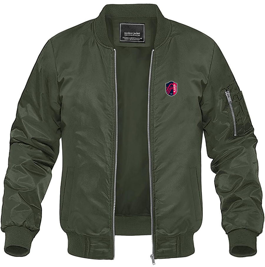 Men's St. Louis City Soccer Lightweight Bomber Jacket Windbreaker Softshell Varsity Jacket Coat
