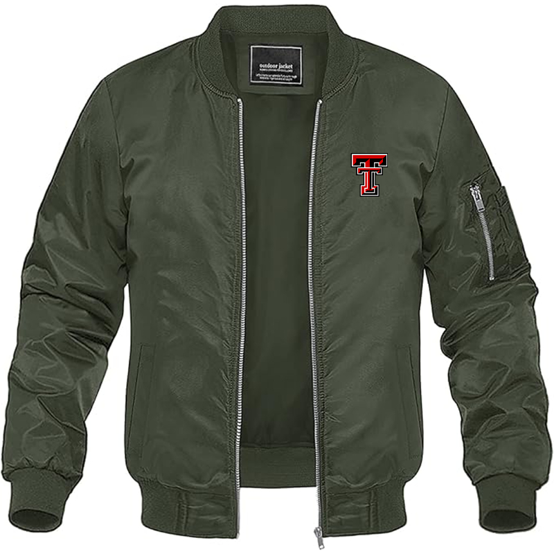 Men's Texas Tech Red Raiders Lightweight Bomber Jacket Windbreaker Softshell Varsity Jacket Coat
