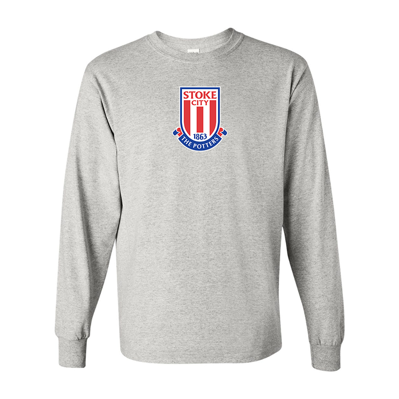 Men's Stoke City Soccer Gildan Heavy Cotton Long Sleeve T-Shirt