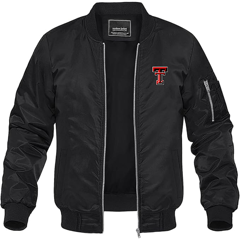 Men's Texas Tech Red Raiders Lightweight Bomber Jacket Windbreaker Softshell Varsity Jacket Coat