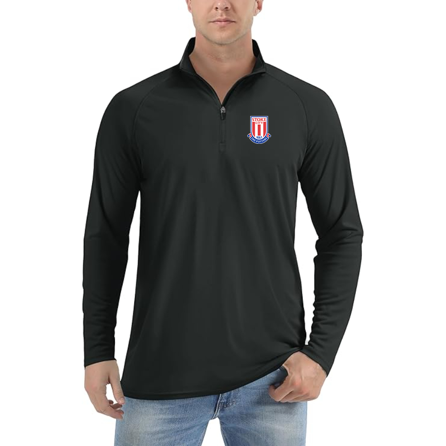 Men's Stoke City Soccer Lightweight Quarter-Zip Athletic Shirt Long Sleeve