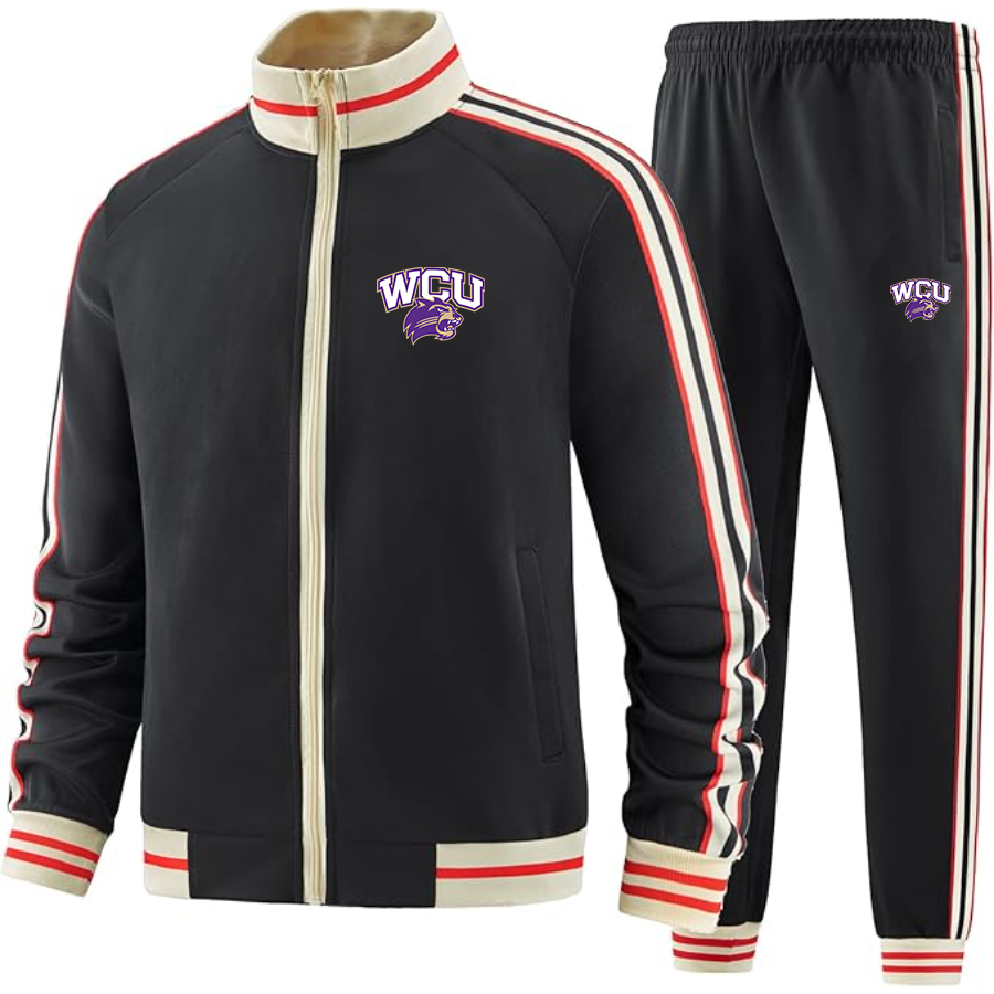 Men's Western Carolina Catamounts Tracksuit with Bold Striped Accents and Zippered Front