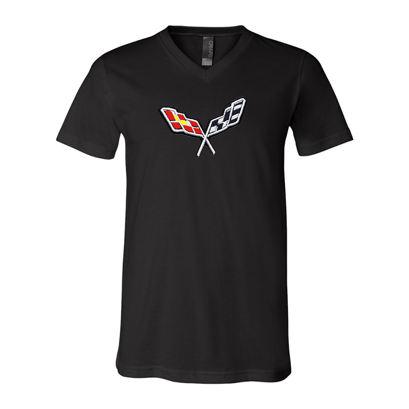 Embroidered Corvette BELLA CANVAS - Jersey V-Neck T-Shirt