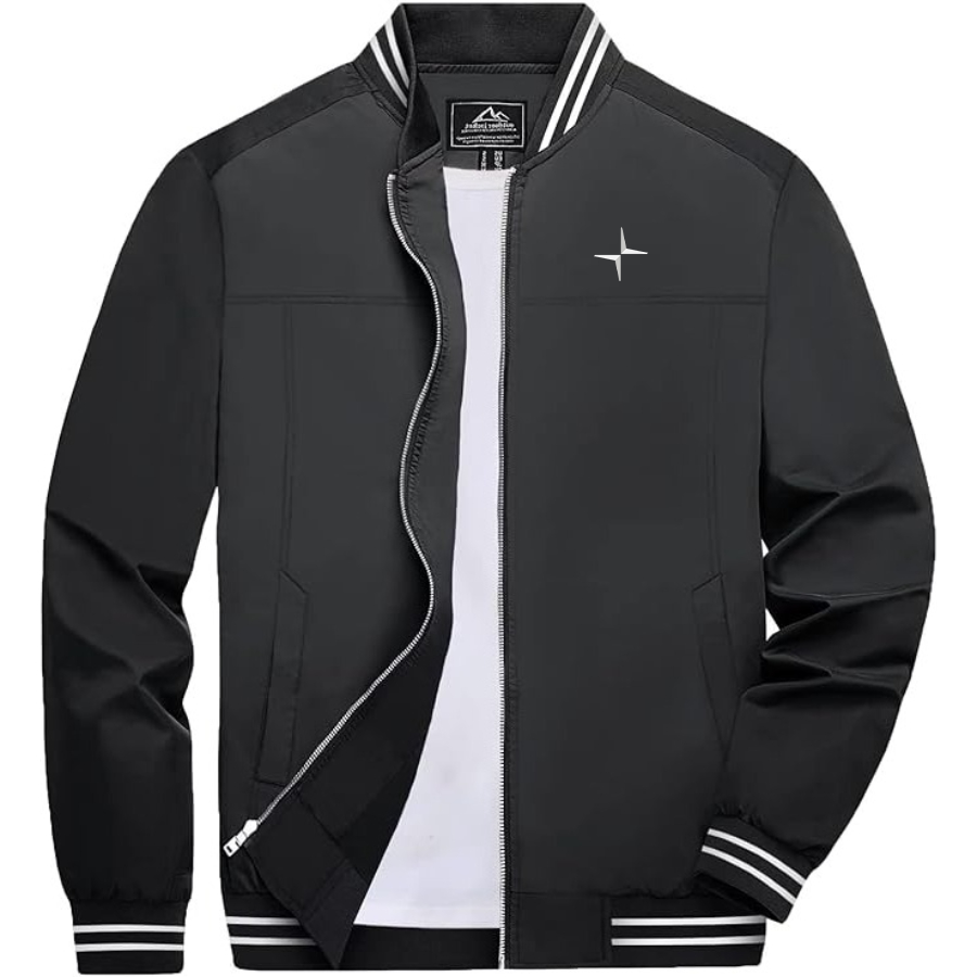 Men's Polestar Eletric Car Lightweight Zip-Up Bomber Jacket Ribbed Collar and Cuffs Outerwear