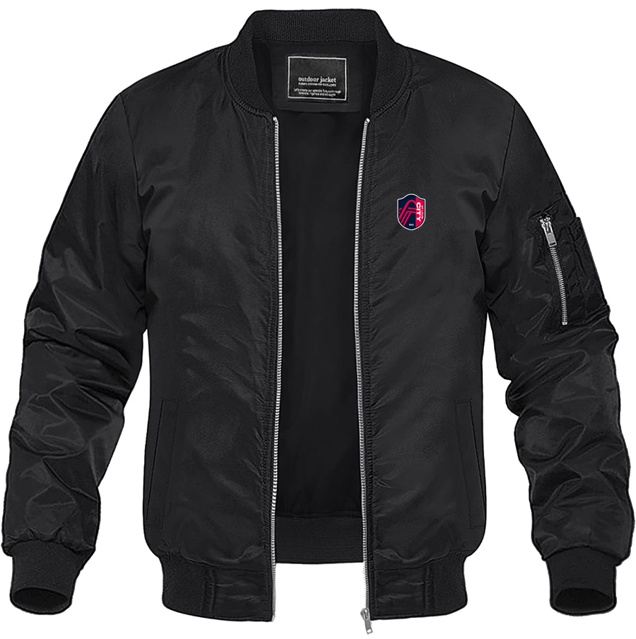 Men's St. Louis City Soccer Lightweight Bomber Jacket Windbreaker Softshell Varsity Jacket Coat