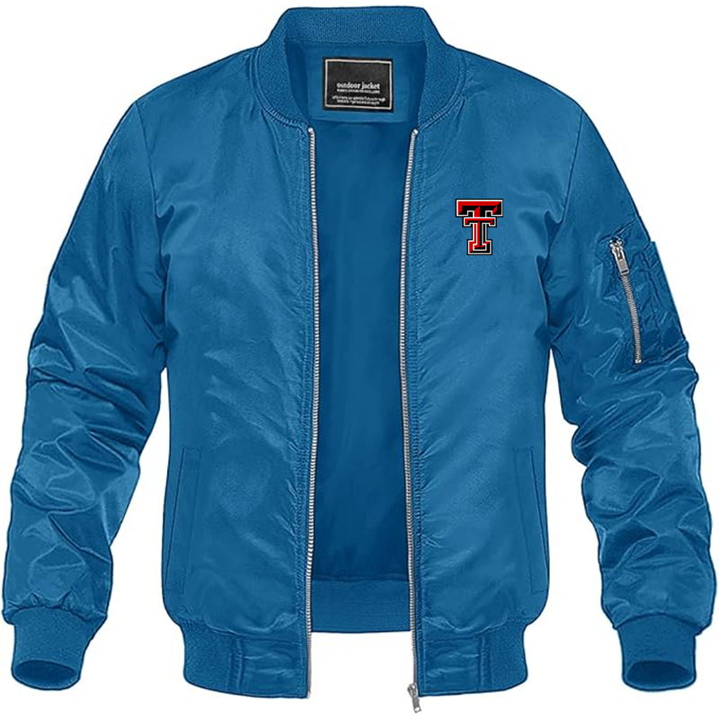 Men's Texas Tech Red Raiders Lightweight Bomber Jacket Windbreaker Softshell Varsity Jacket Coat