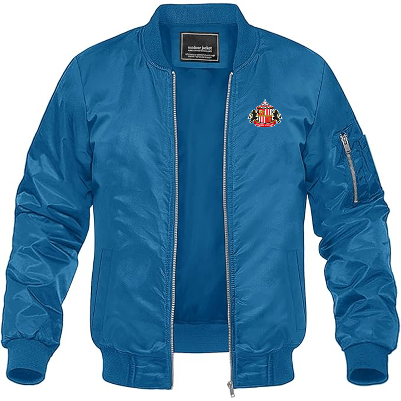 Men's Sunderland AFC Soccer Lightweight Bomber Jacket Windbreaker Softshell Varsity Jacket Coat