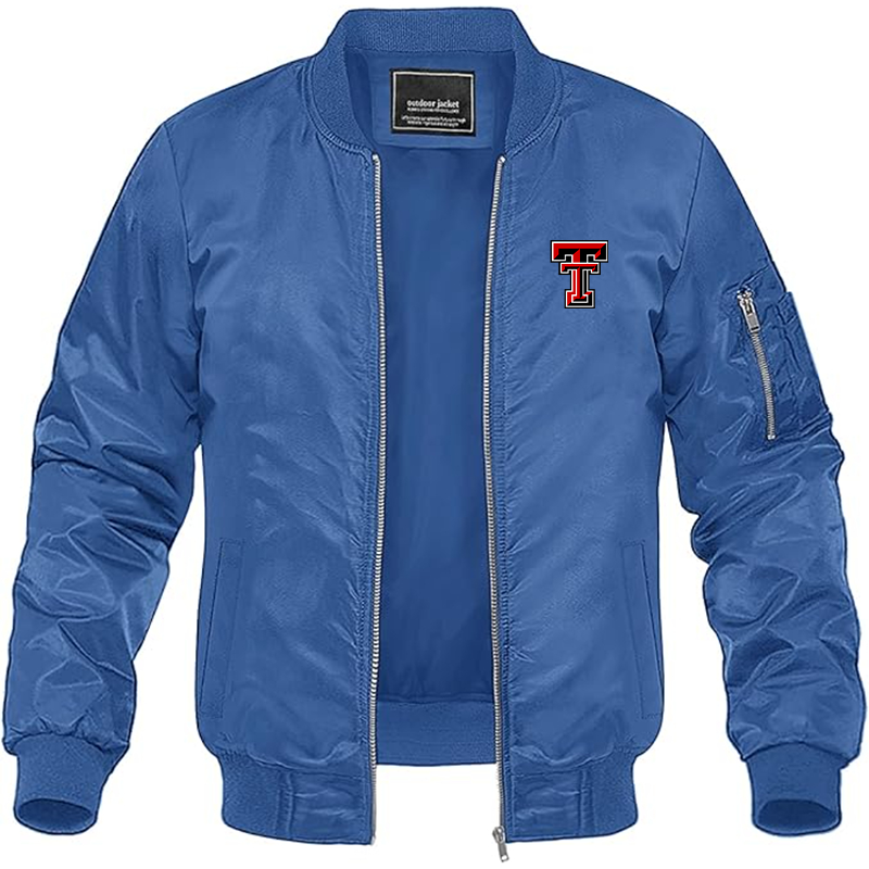 Men's Texas Tech Red Raiders Lightweight Bomber Jacket Windbreaker Softshell Varsity Jacket Coat