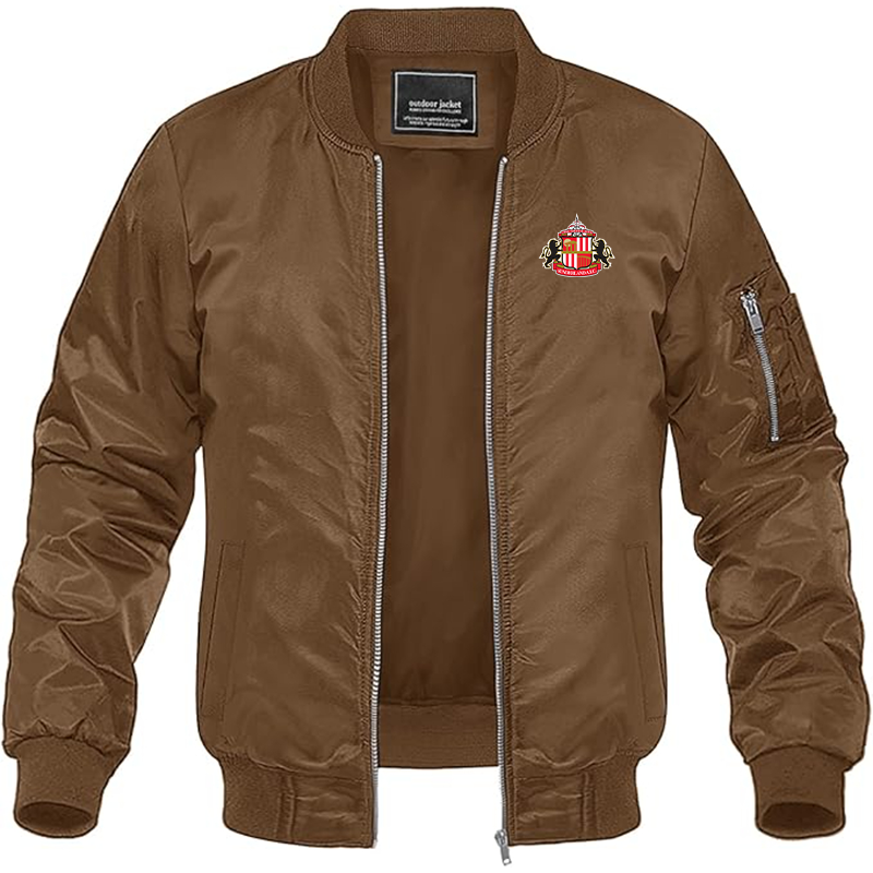 Men's Sunderland AFC Soccer Lightweight Bomber Jacket Windbreaker Softshell Varsity Jacket Coat