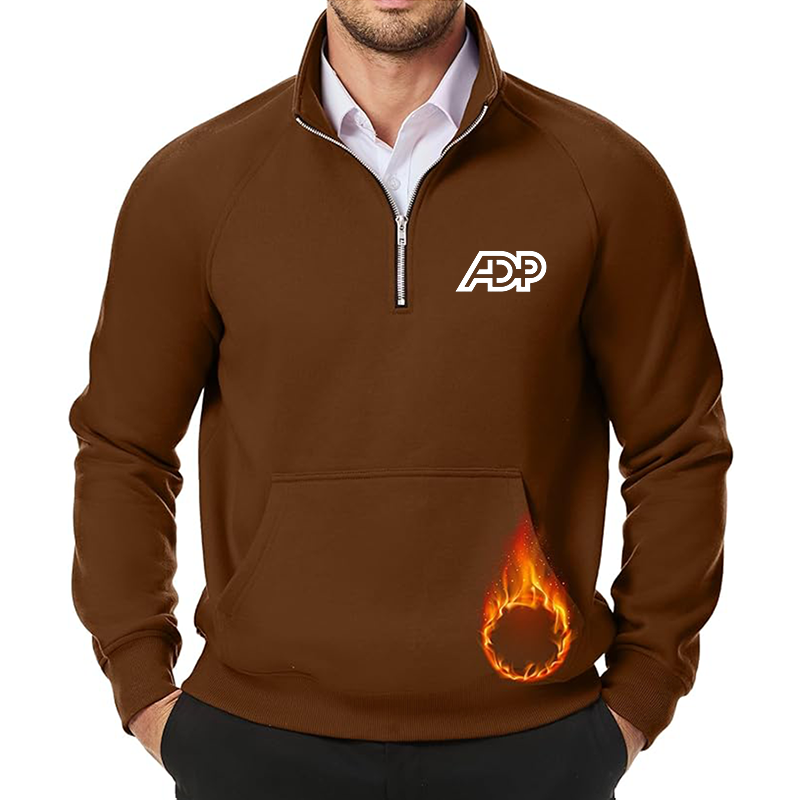 Men's ADP JMIERR Quarter Zip Pullover Heavy Sweatshirts Warm Fleece Sweatshirt Polo Shirt with Pockets