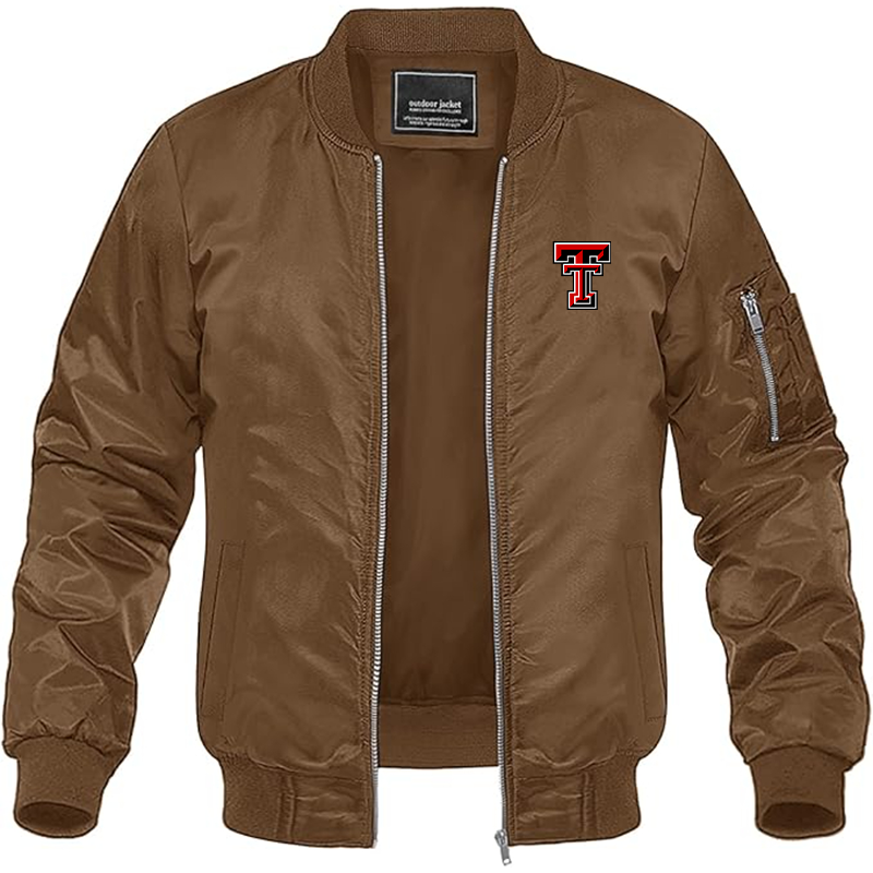 Men's Texas Tech Red Raiders Lightweight Bomber Jacket Windbreaker Softshell Varsity Jacket Coat