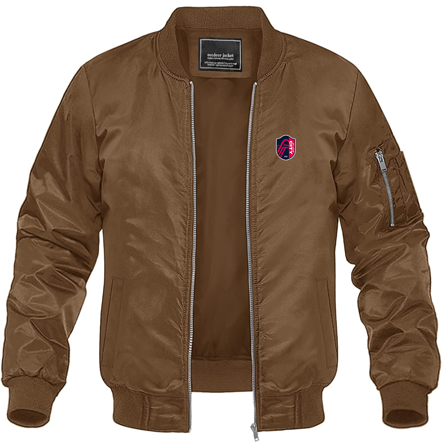 Men's St. Louis City Soccer Lightweight Bomber Jacket Windbreaker Softshell Varsity Jacket Coat