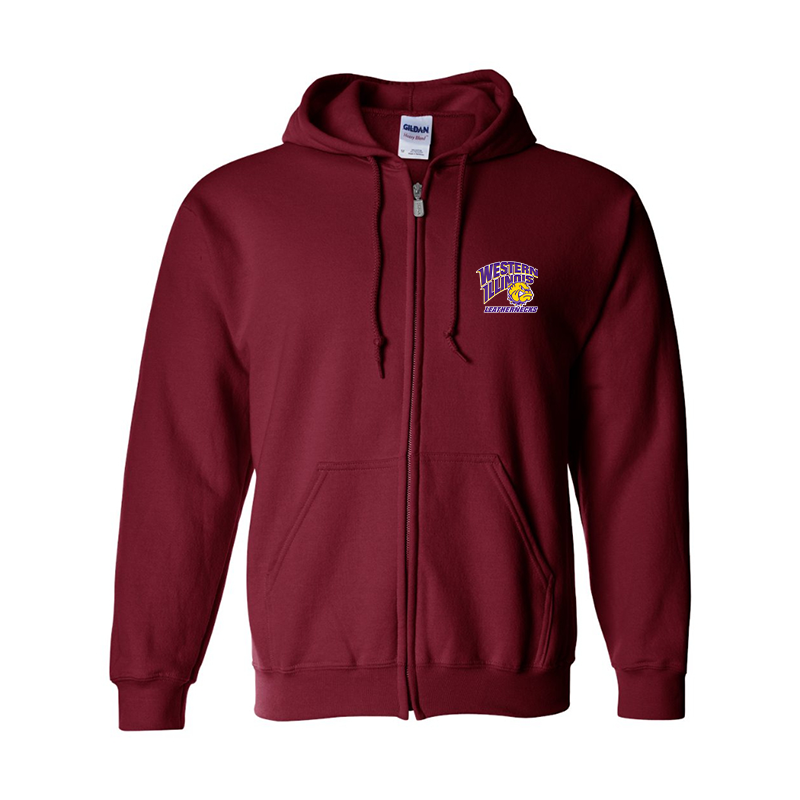 Men's Western Illinois Leathernecks Gildan Heavy Blend Full Zip Hooded Sweatshirt