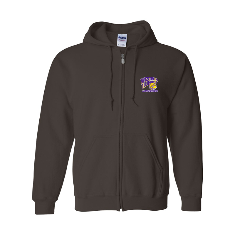 Men's Western Illinois Leathernecks Gildan Heavy Blend Full Zip Hooded Sweatshirt