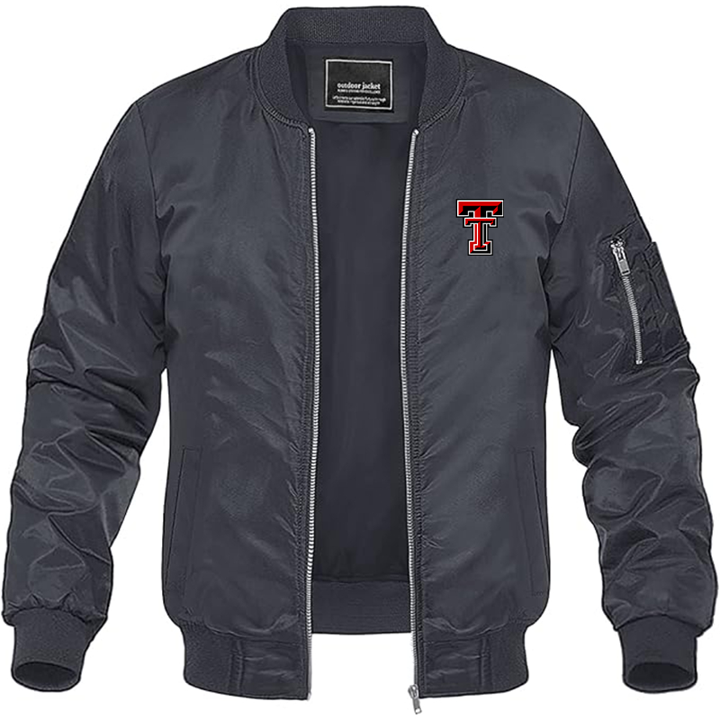 Men's Texas Tech Red Raiders Lightweight Bomber Jacket Windbreaker Softshell Varsity Jacket Coat