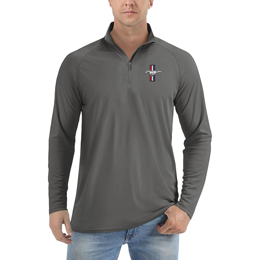 Men's Mustang Lightweight Quarter-Zip Athletic Shirt Long Sleeve