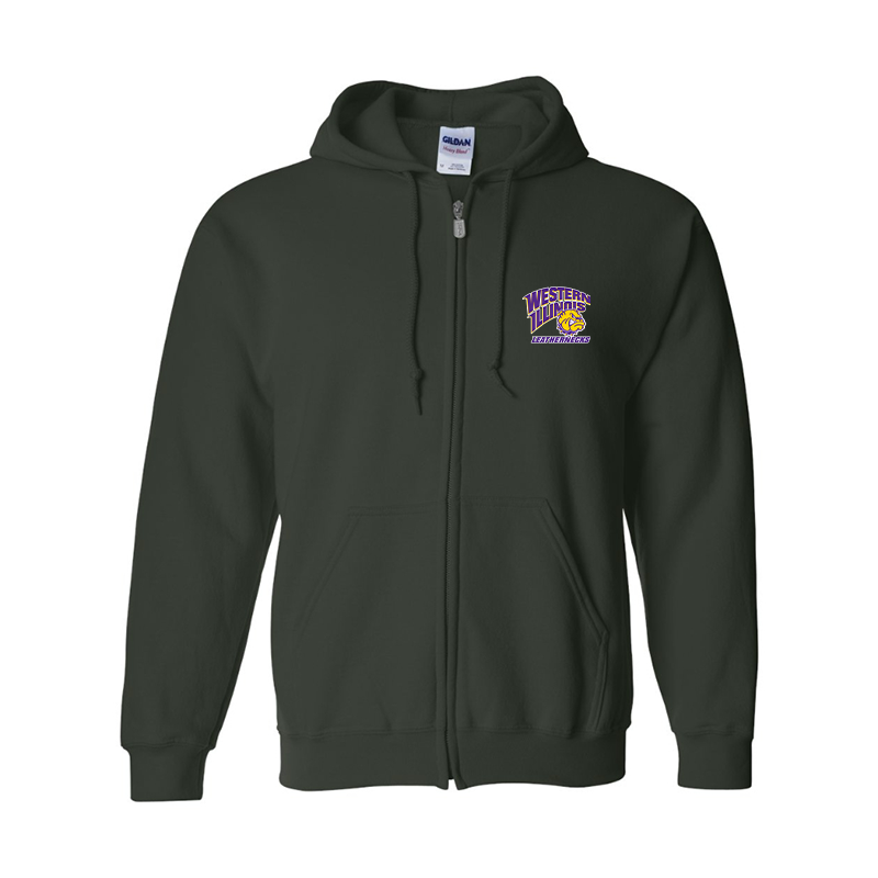 Men's Western Illinois Leathernecks Gildan Heavy Blend Full Zip Hooded Sweatshirt
