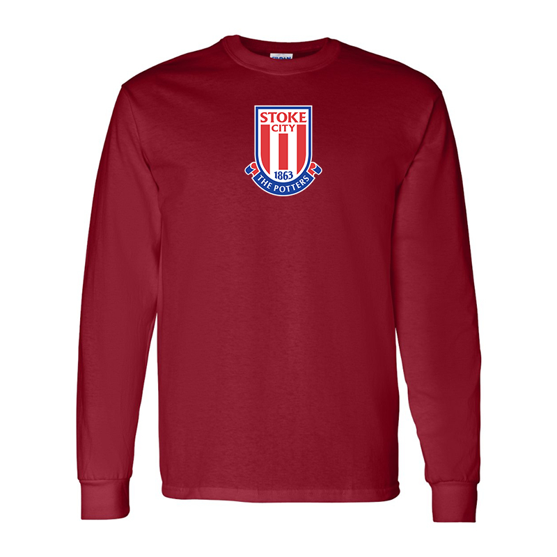 Men's Stoke City Soccer Gildan Heavy Cotton Long Sleeve T-Shirt