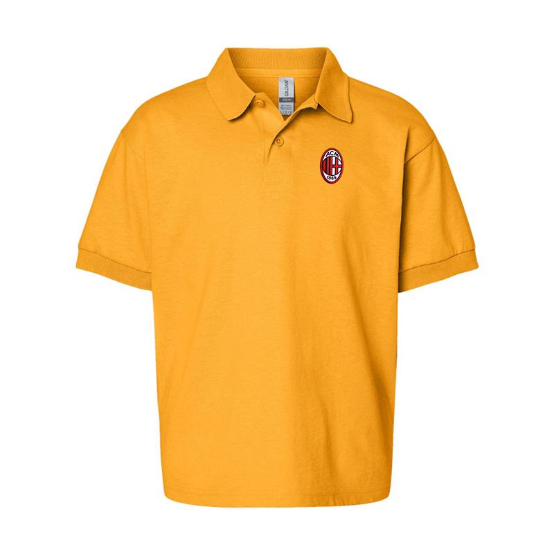 Gildan Dry Blend Youth Embroidered AC Milan Jersey Polo