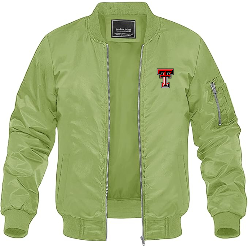 Men's Texas Tech Red Raiders Lightweight Bomber Jacket Windbreaker Softshell Varsity Jacket Coat