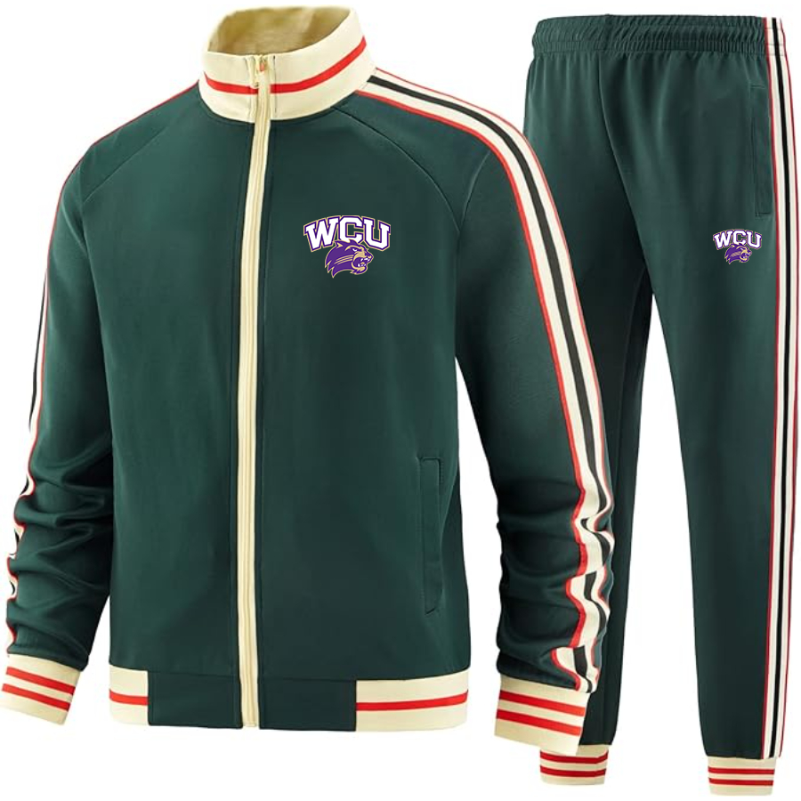 Men's Western Carolina Catamounts Tracksuit with Bold Striped Accents and Zippered Front