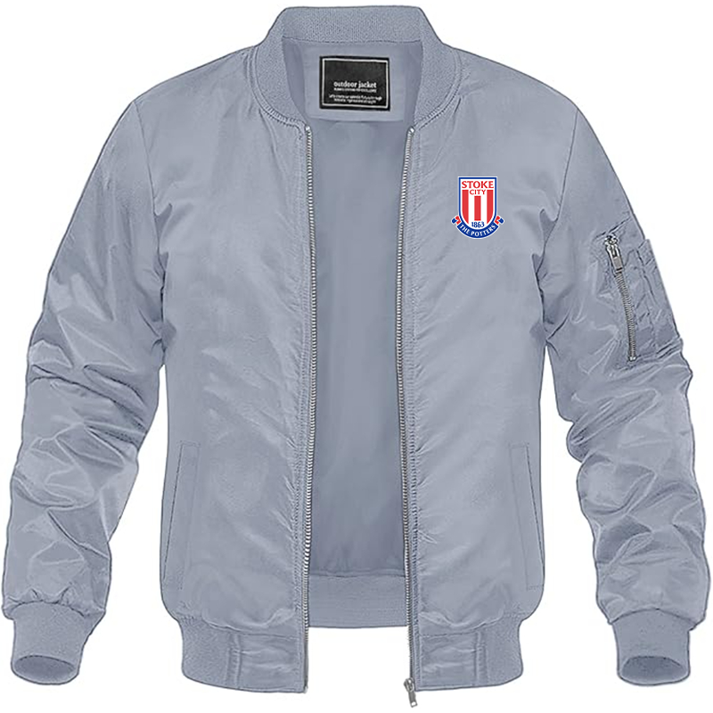 Men's Stoke City Soccer Lightweight Bomber Jacket Windbreaker Softshell Varsity Jacket Coat