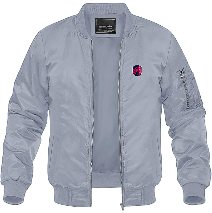Men's St. Louis City Soccer Lightweight Bomber Jacket Windbreaker Softshell Varsity Jacket Coat