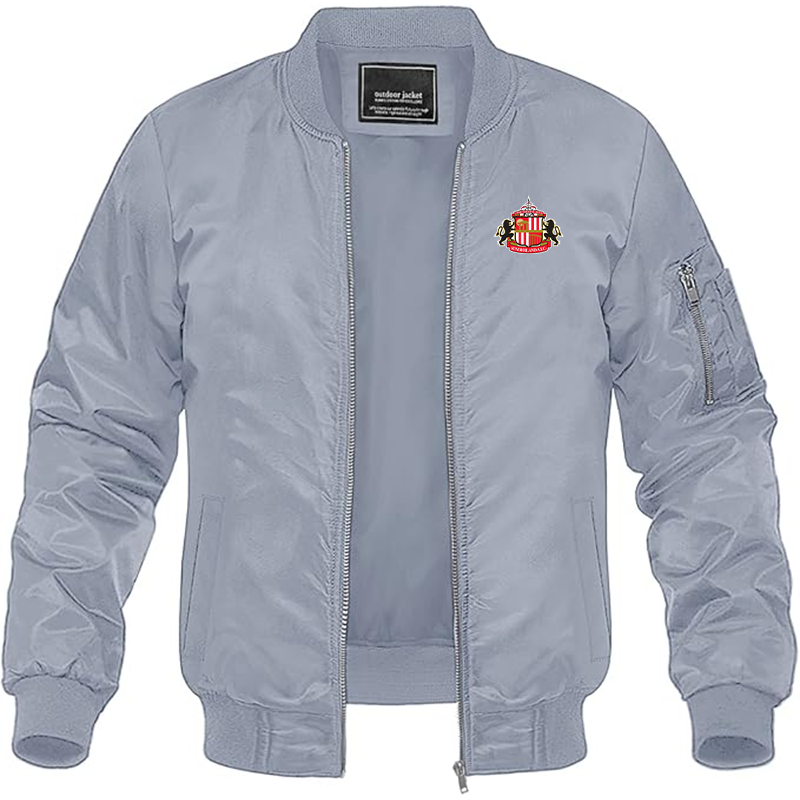 Men's Sunderland AFC Soccer Lightweight Bomber Jacket Windbreaker Softshell Varsity Jacket Coat
