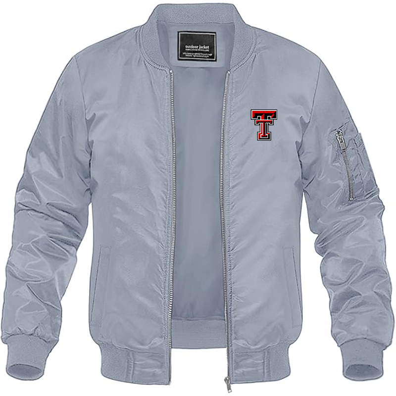 Men's Texas Tech Red Raiders Lightweight Bomber Jacket Windbreaker Softshell Varsity Jacket Coat