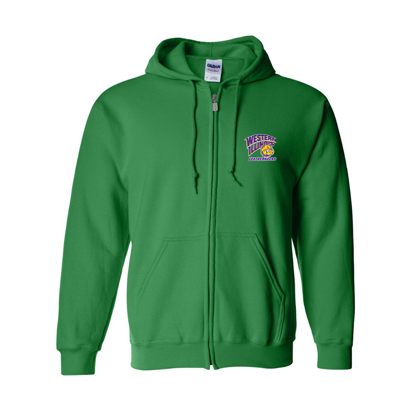 Men's Western Illinois Leathernecks Gildan Heavy Blend Full Zip Hooded Sweatshirt
