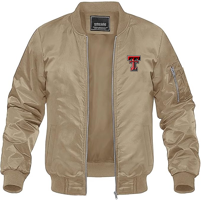 Men's Texas Tech Red Raiders Lightweight Bomber Jacket Windbreaker Softshell Varsity Jacket Coat