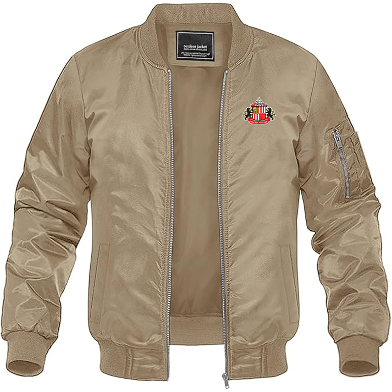 Men's Sunderland AFC Soccer Lightweight Bomber Jacket Windbreaker Softshell Varsity Jacket Coat