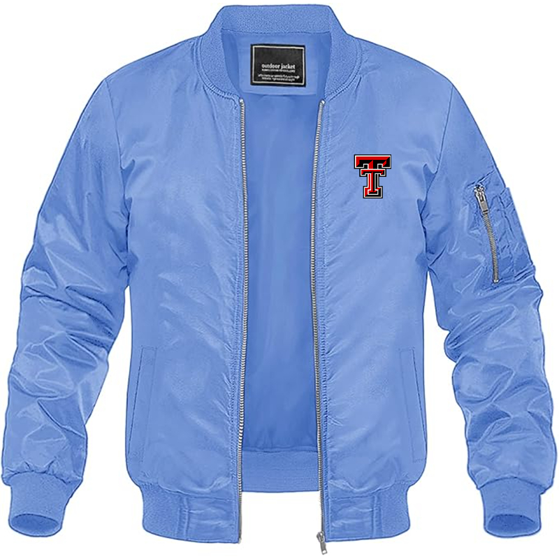 Men's Texas Tech Red Raiders Lightweight Bomber Jacket Windbreaker Softshell Varsity Jacket Coat