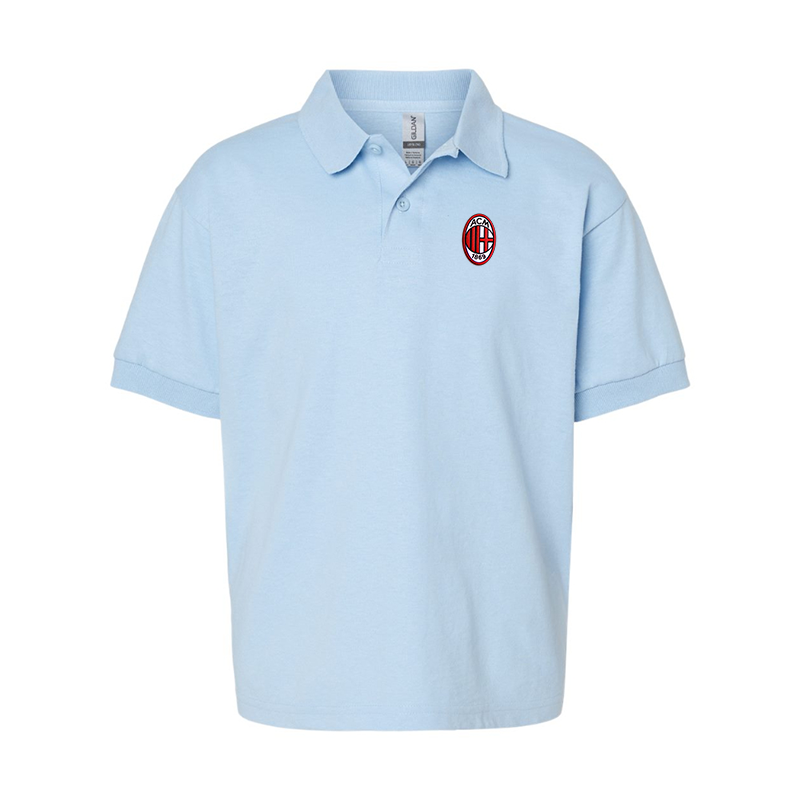 Gildan Dry Blend Youth Embroidered AC Milan Jersey Polo