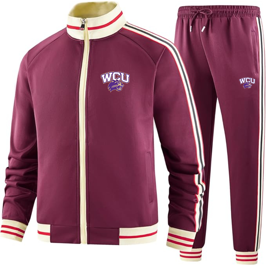 Men's Western Carolina Catamounts Tracksuit with Bold Striped Accents and Zippered Front
