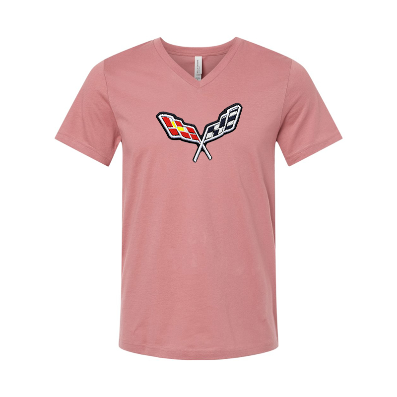Embroidered Corvette BELLA CANVAS - Jersey V-Neck T-Shirt