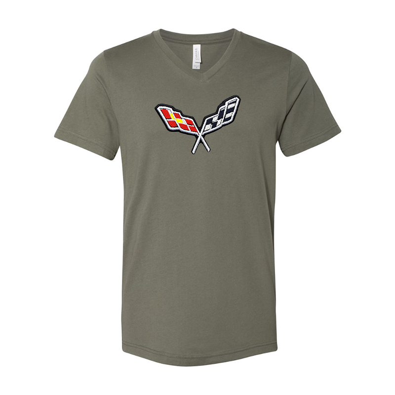 Embroidered Corvette BELLA CANVAS - Jersey V-Neck T-Shirt