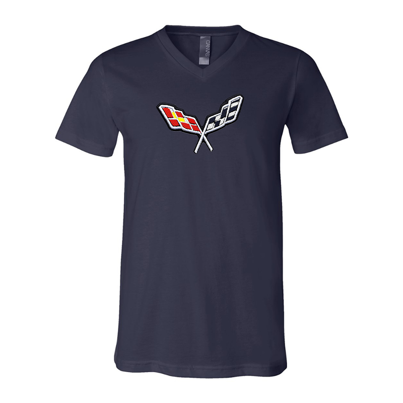 Embroidered Corvette BELLA CANVAS - Jersey V-Neck T-Shirt