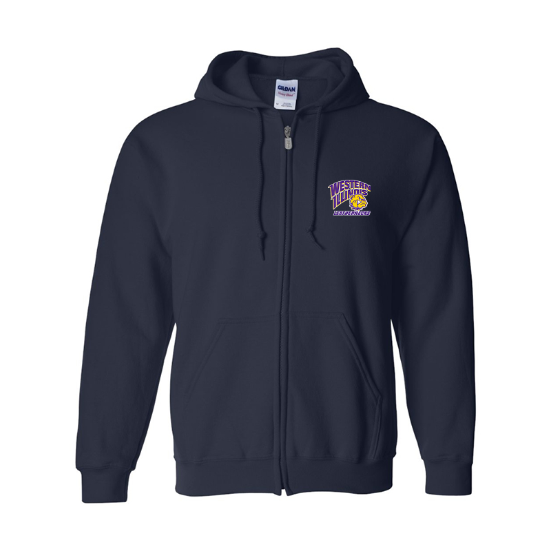 Men's Western Illinois Leathernecks Gildan Heavy Blend Full Zip Hooded Sweatshirt