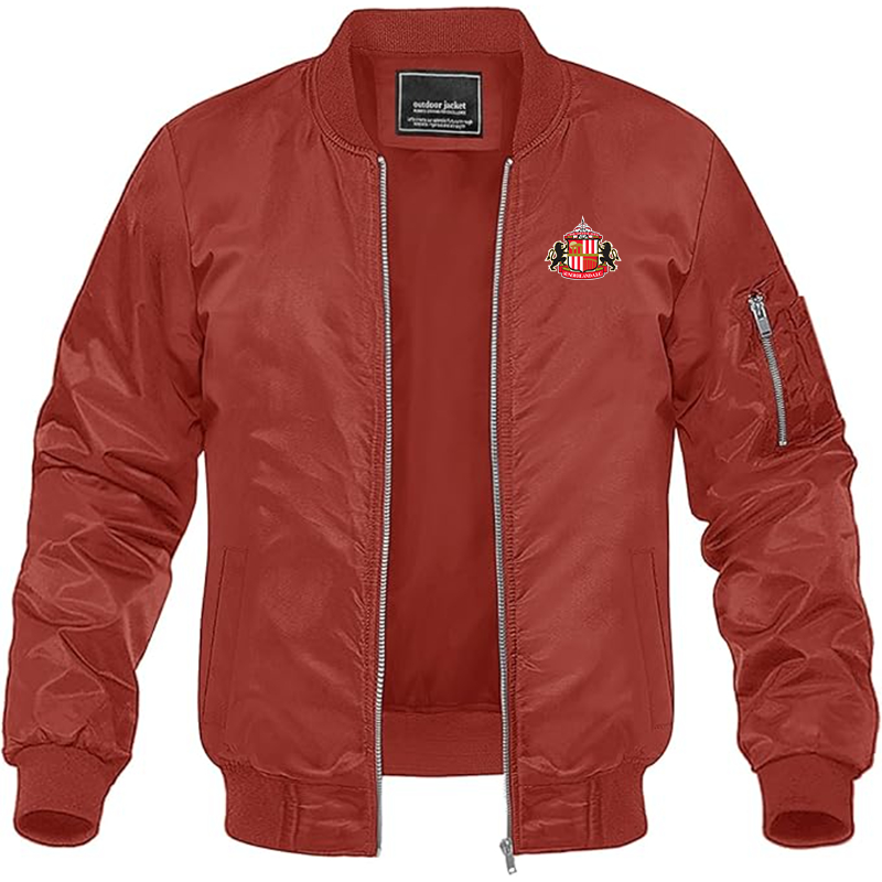 Men's Sunderland AFC Soccer Lightweight Bomber Jacket Windbreaker Softshell Varsity Jacket Coat