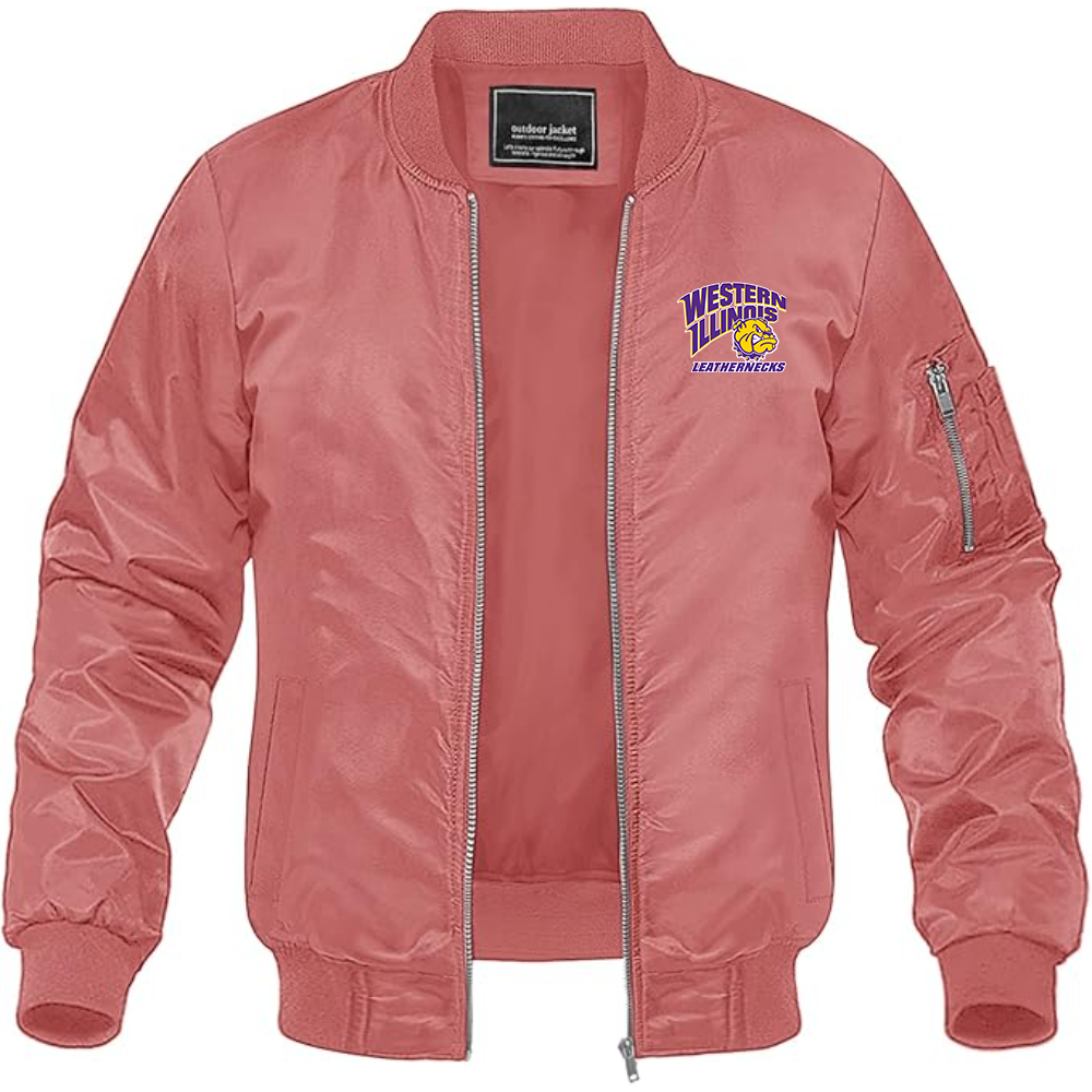 Men's Western Illinois Leathernecks Lightweight Bomber Jacket Windbreaker Softshell Varsity Jacket Coat