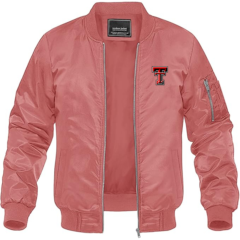 Men's Texas Tech Red Raiders Lightweight Bomber Jacket Windbreaker Softshell Varsity Jacket Coat