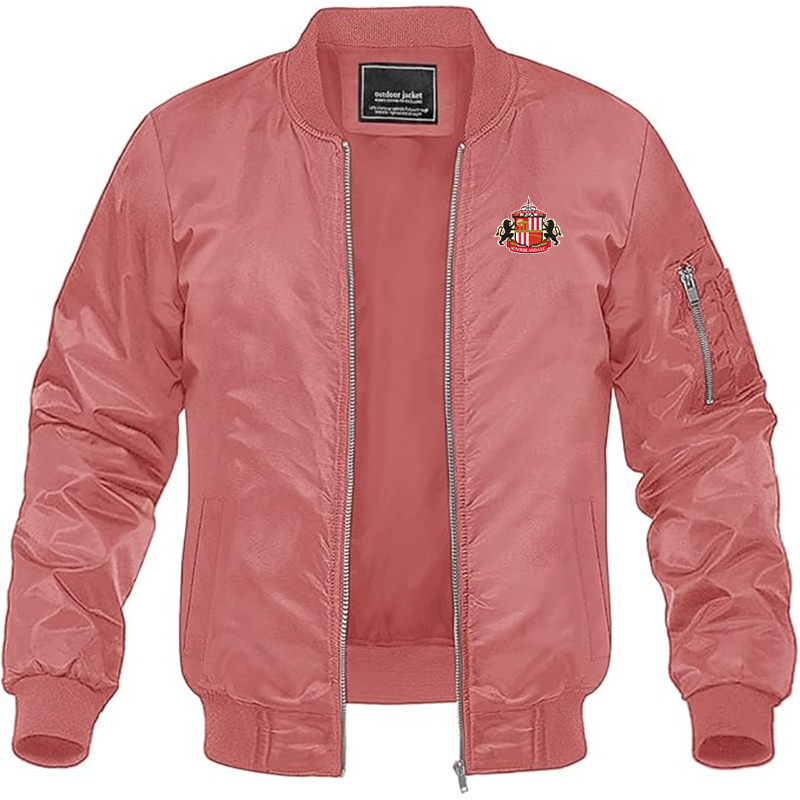 Men's Sunderland AFC Soccer Lightweight Bomber Jacket Windbreaker Softshell Varsity Jacket Coat