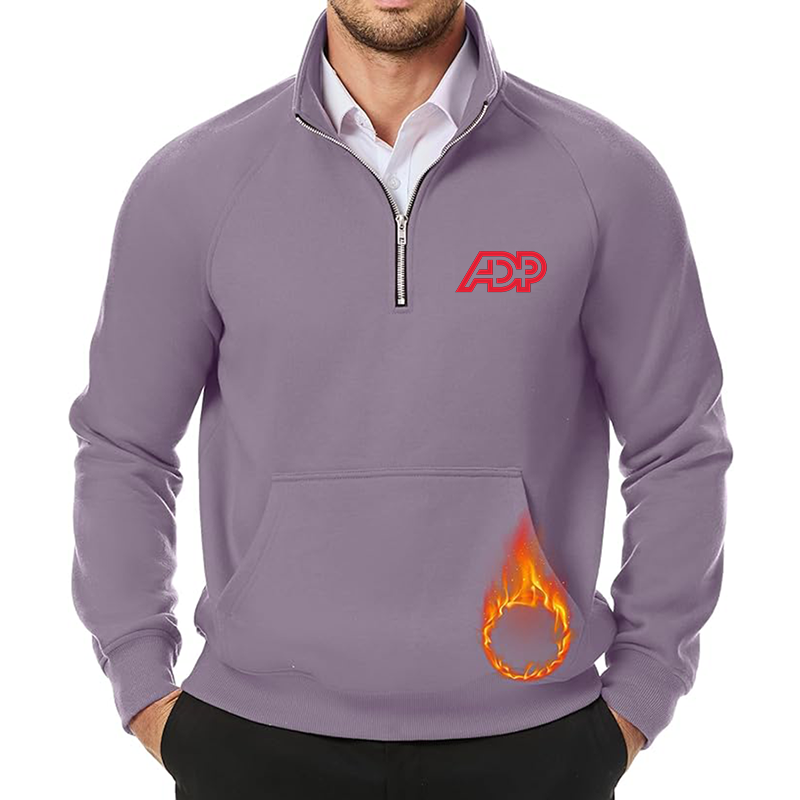 Men's ADP JMIERR Quarter Zip Pullover Heavy Sweatshirts Warm Fleece Sweatshirt Polo Shirt with Pockets