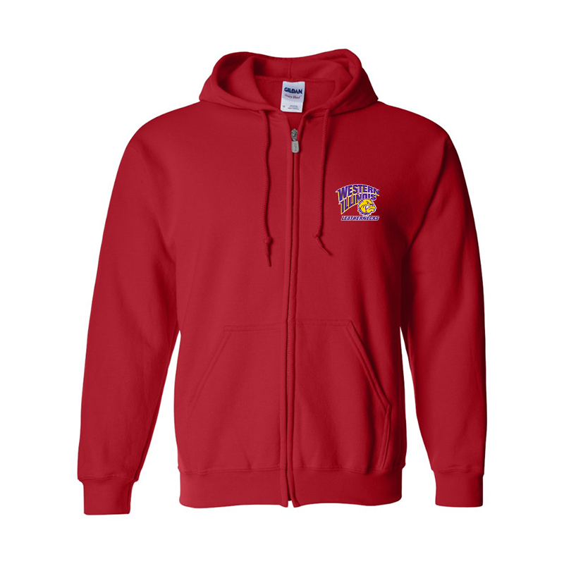 Men's Western Illinois Leathernecks Gildan Heavy Blend Full Zip Hooded Sweatshirt