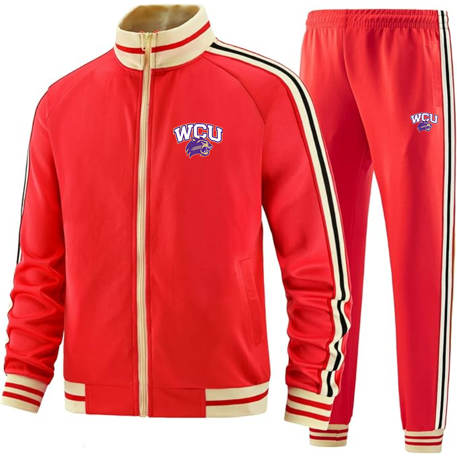 Men's Western Carolina Catamounts Tracksuit with Bold Striped Accents and Zippered Front