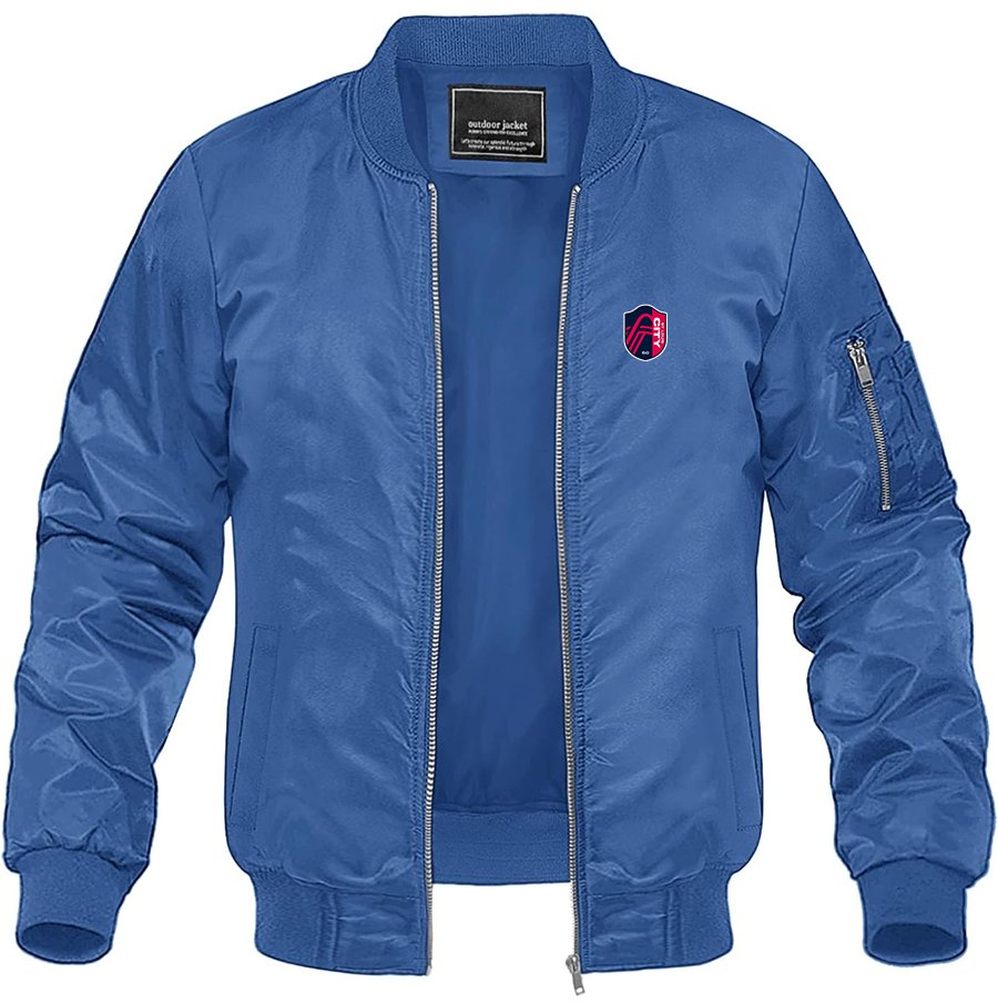Men's St. Louis City Soccer Lightweight Bomber Jacket Windbreaker Softshell Varsity Jacket Coat