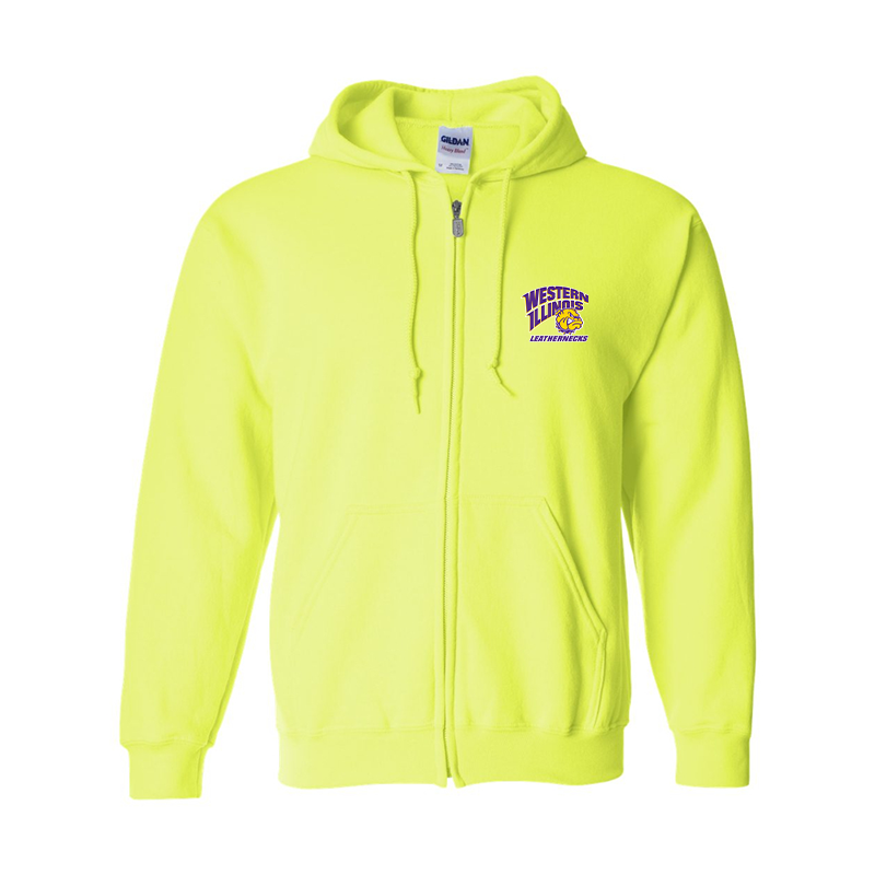 Men's Western Illinois Leathernecks Gildan Heavy Blend Full Zip Hooded Sweatshirt