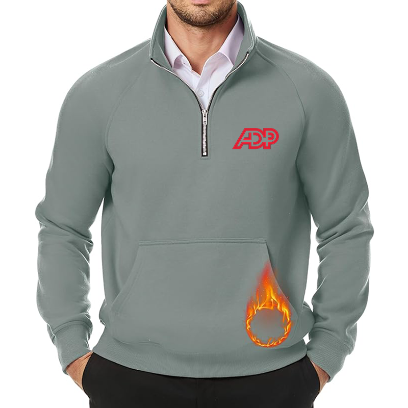Men's ADP JMIERR Quarter Zip Pullover Heavy Sweatshirts Warm Fleece Sweatshirt Polo Shirt with Pockets