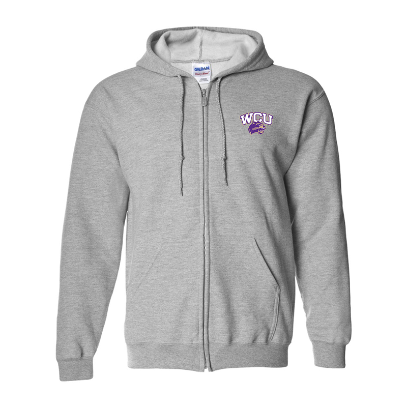 Men's Western Carolina Catamounts Gildan Heavy Blend Full Zip Hooded Sweatshirt